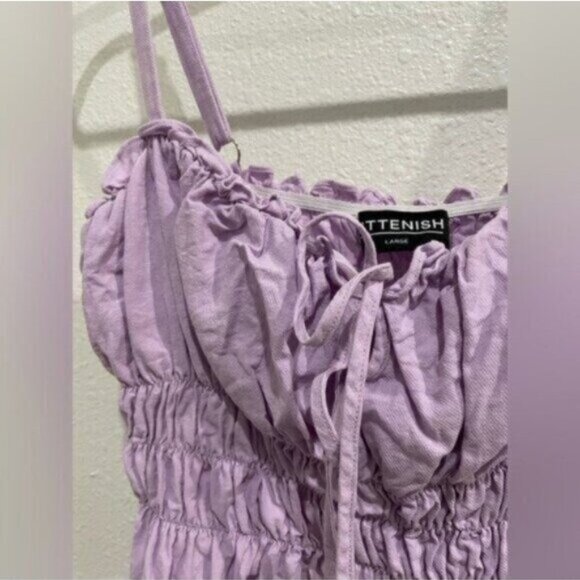 Kittenish Coquette Smocked Strap Top Purple Boho Vintage Whimsigoth Stretch - Picture 2 of 7